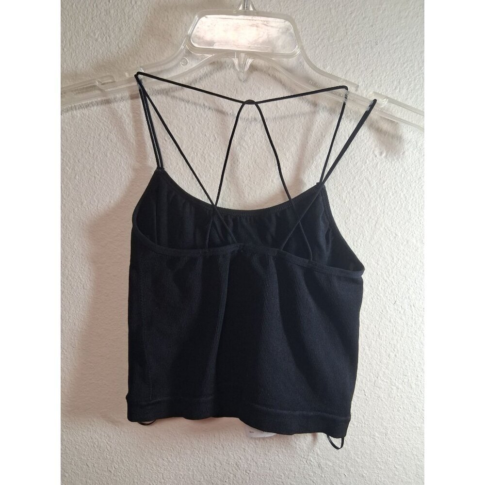 NWT Hippie Rose Crop Top Casual Workout Yoga Y2K Boho Lined Black Size Medium - Picture 2 of 6
